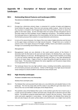 Appendix N9 - Description of Natural Landscapes and Cultural Landscapes