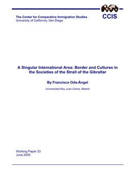 A Singular International Area: Border and Cultures in the Societies of the Strait of the Gibraltar