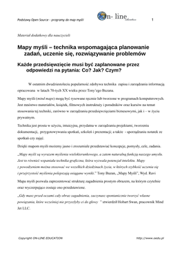 Mapy Myśli – Technika Wspomagająca Planowanie Zadań, Uczenie Się, Rozwiązywanie Problemów