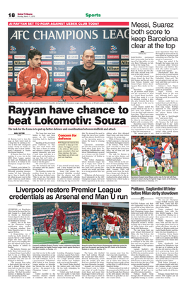 Rayyan Have Chance to Beat Lokomotiv: Souza