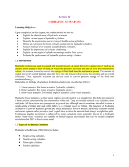 Lecture 12 HYDRAULIC ACTUATORS