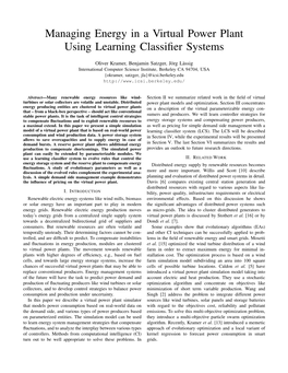 Managing Energy in a Virtual Power Plant Using Learning Classifier
