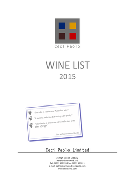 Wine List 2015