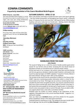 COWRA COMMENTS a Quarterly Newsletter of the Cowra Woodland Birds Program