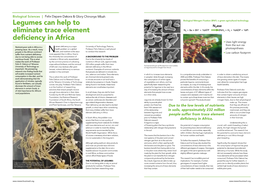 Legumes Can Help to Eliminate Trace Element Deficiency in Africa