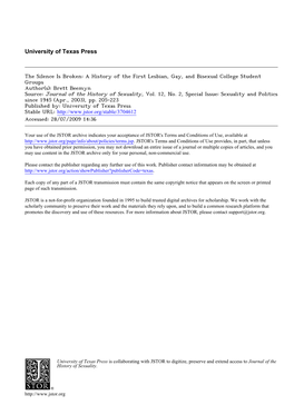 History of the First Lesbian, Gay, and Bisexual College Student Groups Author(S): Brett Beemyn Source: Journal of the History of Sexuality, Vol