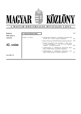 Magyar Közlöny 2000. Évi 42. Szám