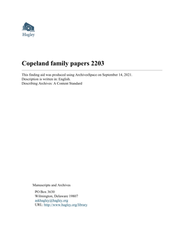 Copeland Family Papers 2203