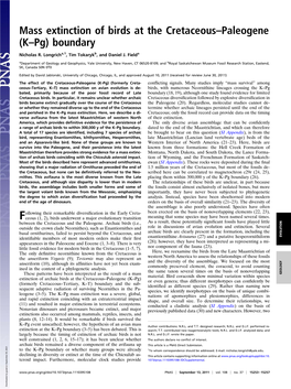 Mass Extinction of Birds at the Cretaceous–Paleogene (K–Pg) Boundary