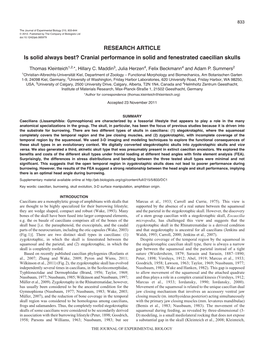 Cranial Performance in Solid and Fenestrated Caecilian Skulls