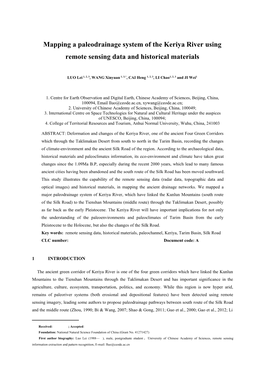 Mapping a Paleodrainage System of the Keriya River Using Remote Sensing Data and Historical Materials