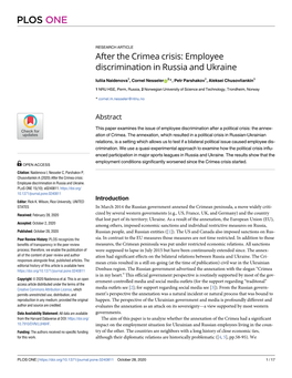 After the Crimea Crisis: Employee Discrimination in Russia and Ukraine