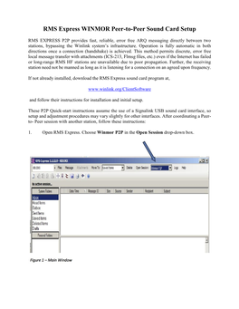 RMS Express WINMOR Peer-To-Peer Sound Card Setup