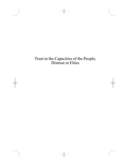 Trust in the Capacities of the People, Distrust in Elites