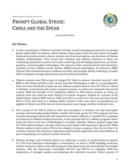 Prompt Global Strike: China and the Spear