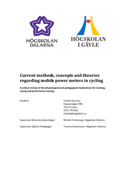 Current Methods, Concepts and Theories Regarding Mobile Power Meters in Cycling