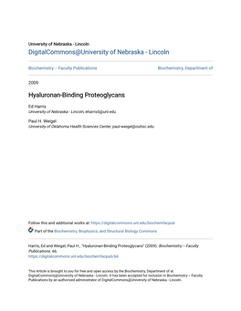 Hyaluronan-Binding Proteoglycans