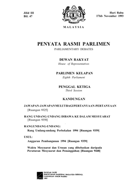 Penyata Rasmi Parlimen Parliamentary Debates