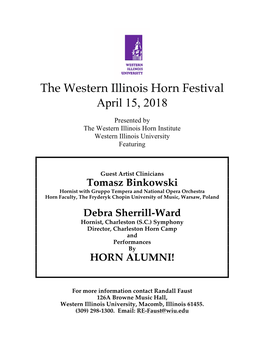 WIU Horn Festival 2018 Registration Form