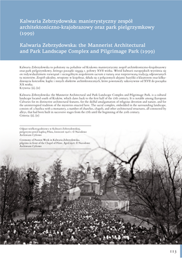 Kalwaria Zebrzydowska: Manierystyczny Zespół Architektoniczno-Krajobrazowy Oraz Park Pielgrzymkowy (1999)