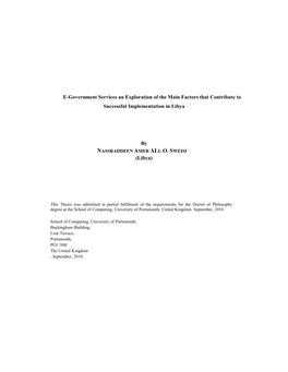 E-Government Services an Exploration of the Main Factors That Contribute to Successful Implementation in Libya