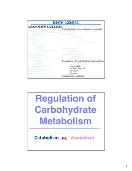 Regulation of Carbohydrate Metabolism