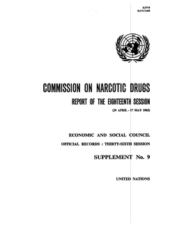 Commission on Narcotic Rugs Report of the Eig