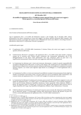 (UE) 2019/2105 DELLA COMMISSIONE Del 9 Dicembre 2019 Che Modifica Il Regolamento (CE) N