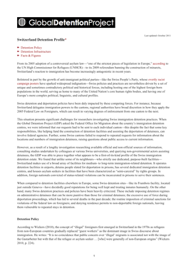 Switzerland Detention Profile*