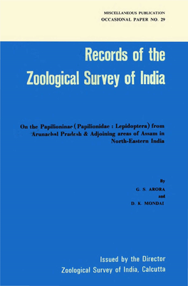 OCCASIONAL PAPER NO. 29 RECORDS OFTHE Zoological Survey of India