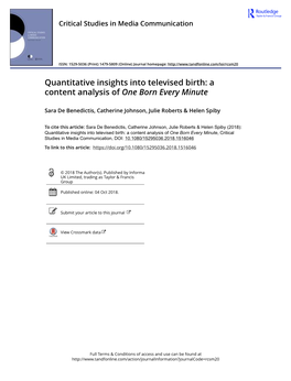 Quantitative Insights Into Televised Birth: a Content Analysis of One Born Every Minute