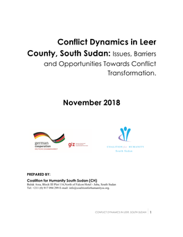Conflict Dynamics in Leer County, South Sudan: Issues, Barriers and Opportunities Towards Conflict Transformation