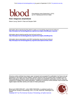 How I Diagnose Amyloidosis