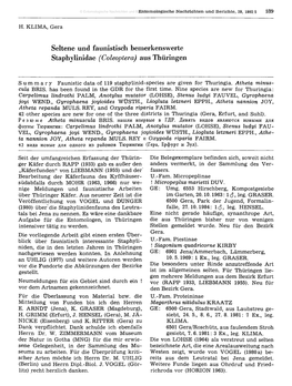 Seltene Und Faunistisch Bemerkenswerte Staphylinidae (Coleoptera) Aus Thüringen