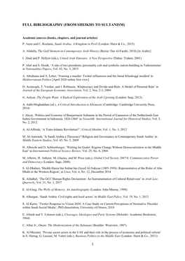 Full Bibliography (From Sheikhs to Sultanism)