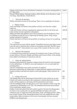 Minute of the Eassie Nevay & Kirkinch Community Association Meeting