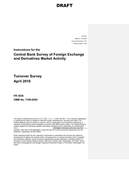 Central Bank Survey of Foreign Exchange and Derivatives Market Activity Turnover Survey April 2016