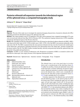 Posterior Ethmoid Cell Expansion Towards the Inferolateral Region of the Sphenoid Sinus: a Computed Tomography Study