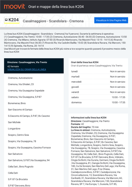 Orari E Percorsi Della Linea Bus K204