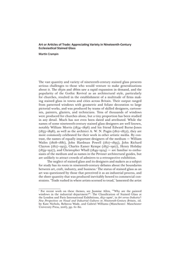 Art Or Articles of Trade: Appreciating Variety in Nineteenth-Century Ecclesiastical Stained Glass Martin Crampin