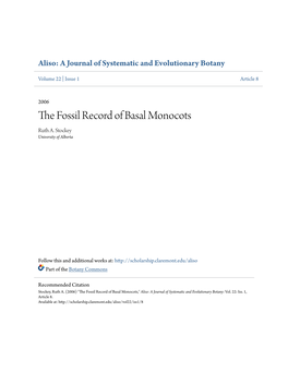 The Fossil Record of Basal Monocots