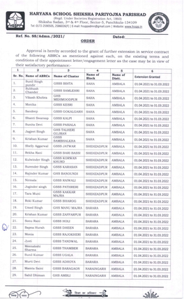 Order Regarding Extension in Service Contract of Abrcs