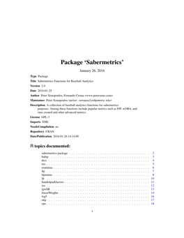 Package 'Sabermetrics'