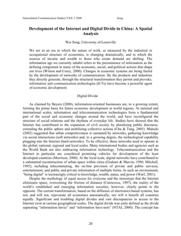 Development of the Internet and Digital Divide in China: a Spatial Analysis