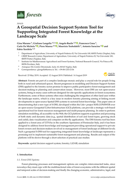 A Geospatial Decision Support System Tool for Supporting Integrated Forest Knowledge at the Landscape Scale