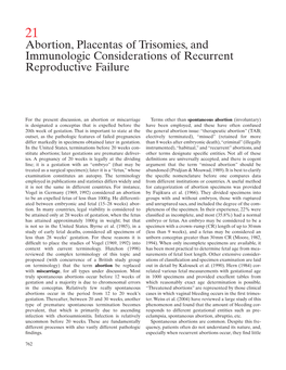Abortion, Placentas of Trisomies, and Immunologic Considerations of Recurrent Reproductive Failure