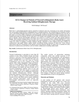 ECG Changes in Patients of Visceral Leishmaniasis (Kala-Azar) Receiving Sodium Stibogluconate Therapy