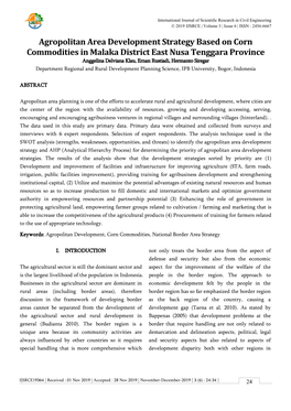 Agropolitan Area Development Strategy Based on Corn Commodities in Malaka District East Nusa Tenggara Province