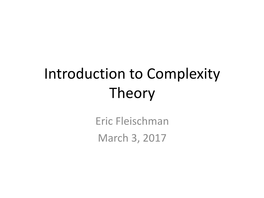 Introduction to Complexity Theory