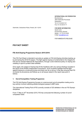 Fis Fact Sheet Anti-Doping Activities 261115